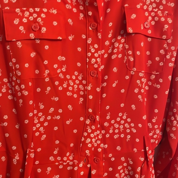 Red and white button down dress - Picture 4 of 6